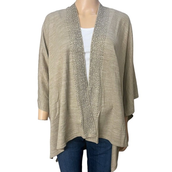Calvin Klein Accessories - Calvin Klein Wrap Shawl Knit Rhinestone Studded Beige Lightweight One Size